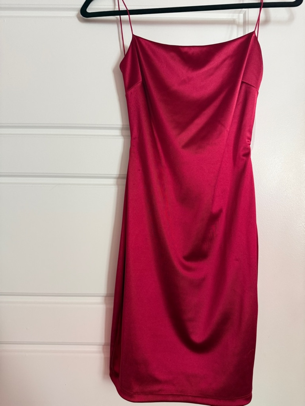 Elegant Red Satin Slip Dress - Women